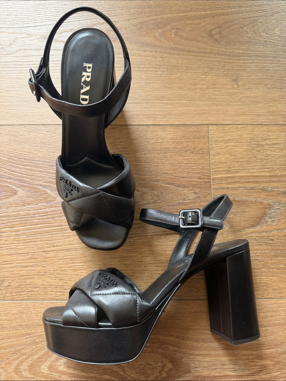 Prada Black Quilted Leather Platform Sandals